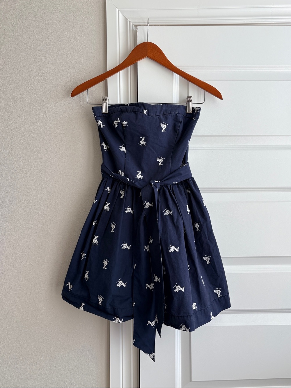 Hollister Navy Seagull Print Strapless Romper S Y2K